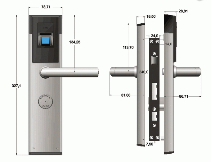 Fingerprint Biometric Technology Anti-theft Lock Star without Remot Control for Glass doors in Commercial Buildings