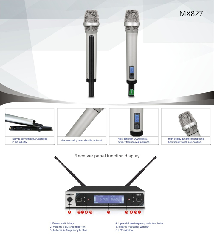 MX827 UHF wireless microphone